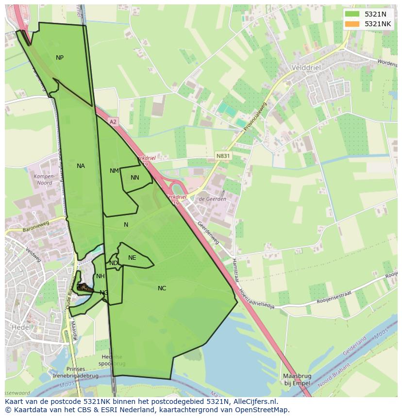 Afbeelding van het postcodegebied 5321 NK op de kaart.