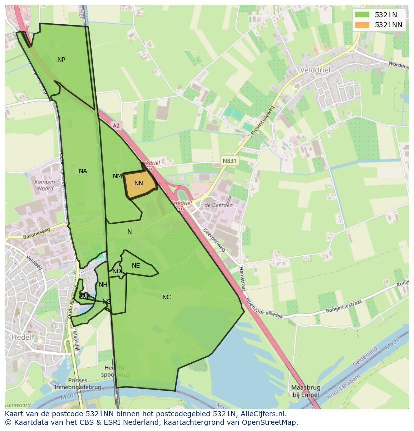 Afbeelding van het postcodegebied 5321 NN op de kaart.