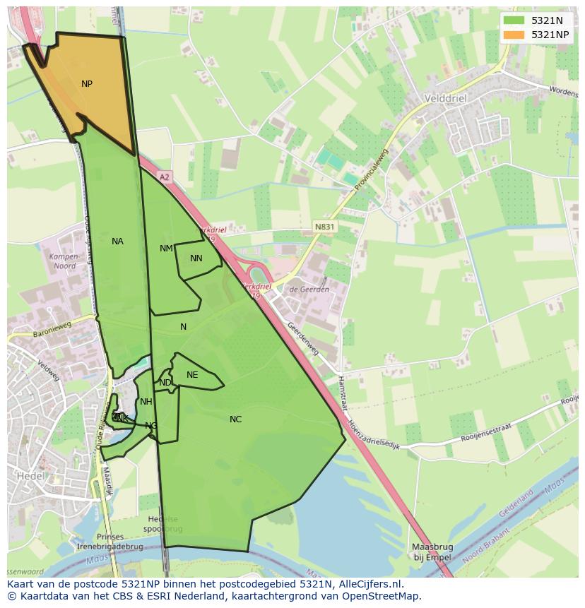 Afbeelding van het postcodegebied 5321 NP op de kaart.