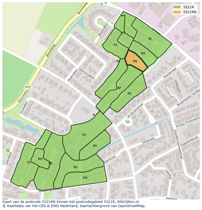 Afbeelding van het postcodegebied 5321 RN op de kaart.