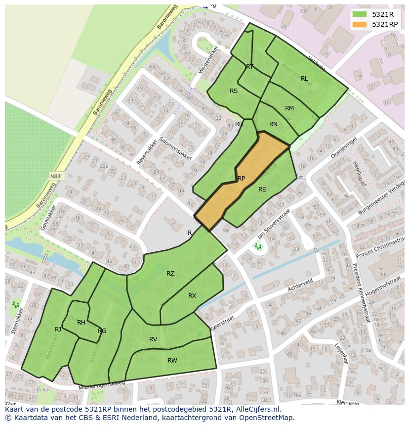 Afbeelding van het postcodegebied 5321 RP op de kaart.