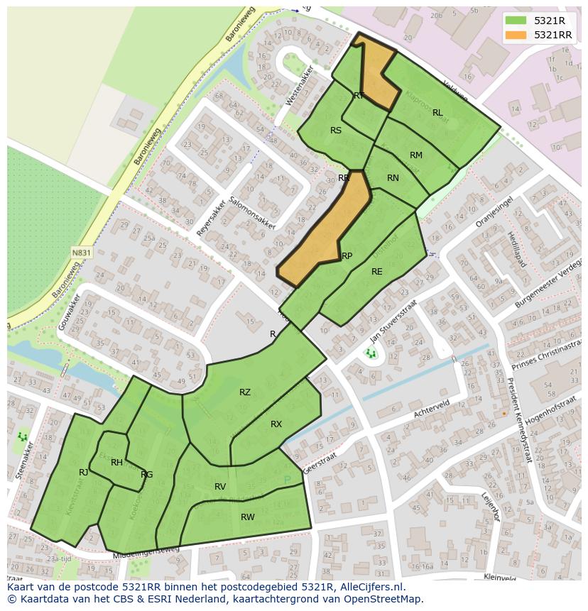 Afbeelding van het postcodegebied 5321 RR op de kaart.