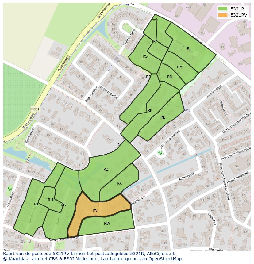 Afbeelding van het postcodegebied 5321 RV op de kaart.