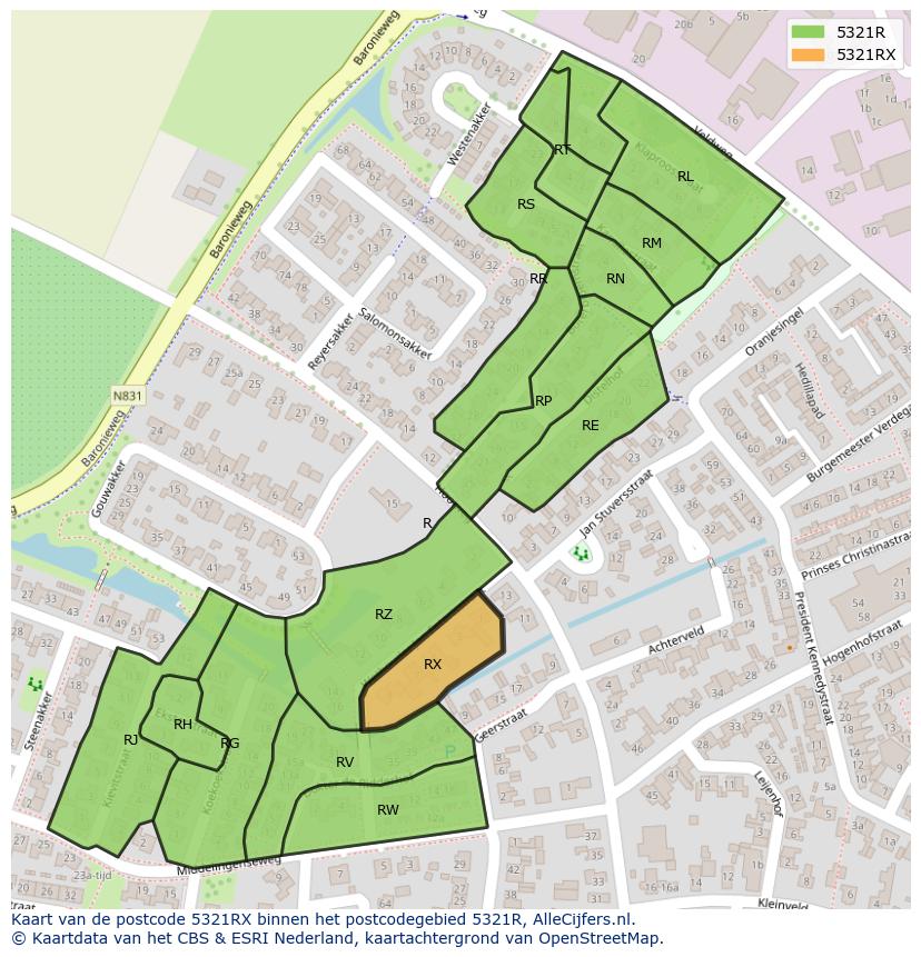 Afbeelding van het postcodegebied 5321 RX op de kaart.