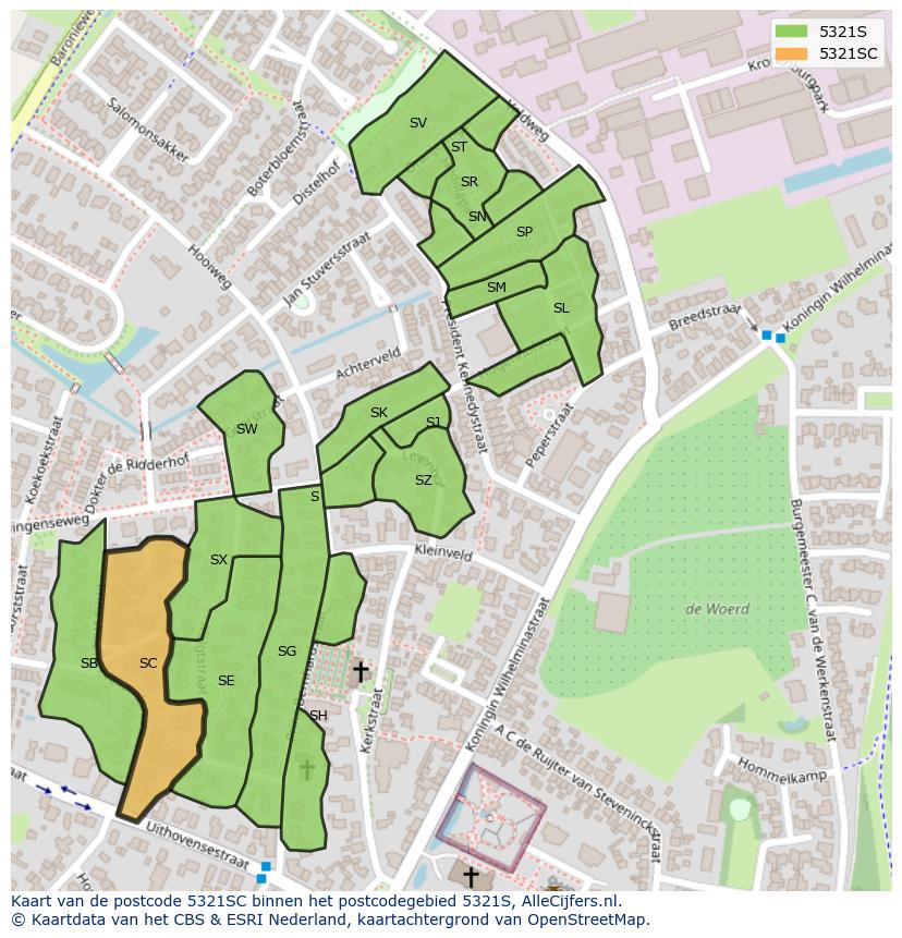 Afbeelding van het postcodegebied 5321 SC op de kaart.