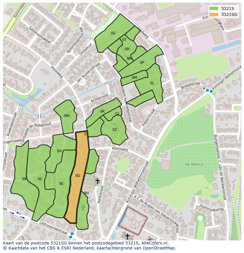 Afbeelding van het postcodegebied 5321 SG op de kaart.