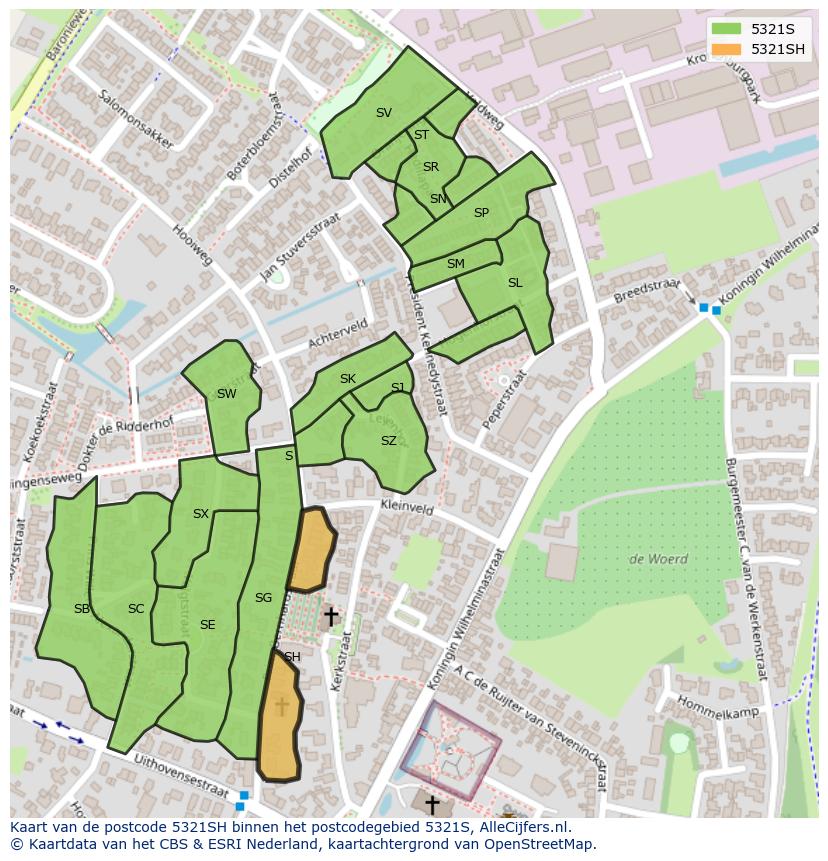 Afbeelding van het postcodegebied 5321 SH op de kaart.