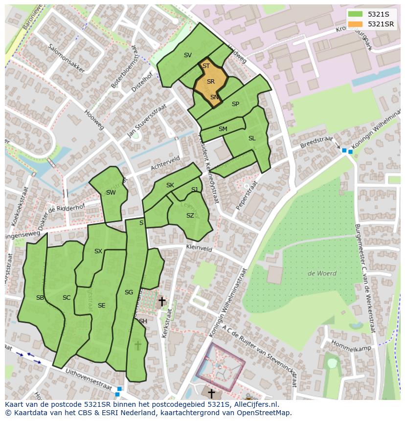 Afbeelding van het postcodegebied 5321 SR op de kaart.