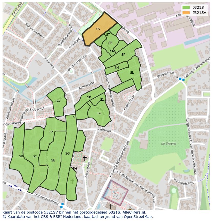 Afbeelding van het postcodegebied 5321 SV op de kaart.