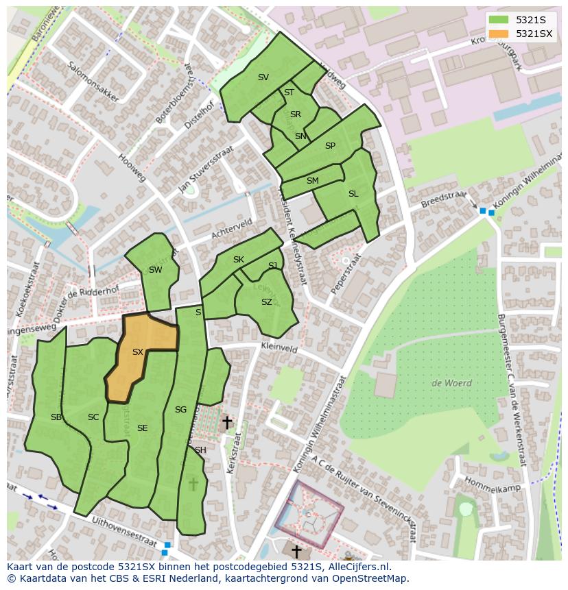 Afbeelding van het postcodegebied 5321 SX op de kaart.