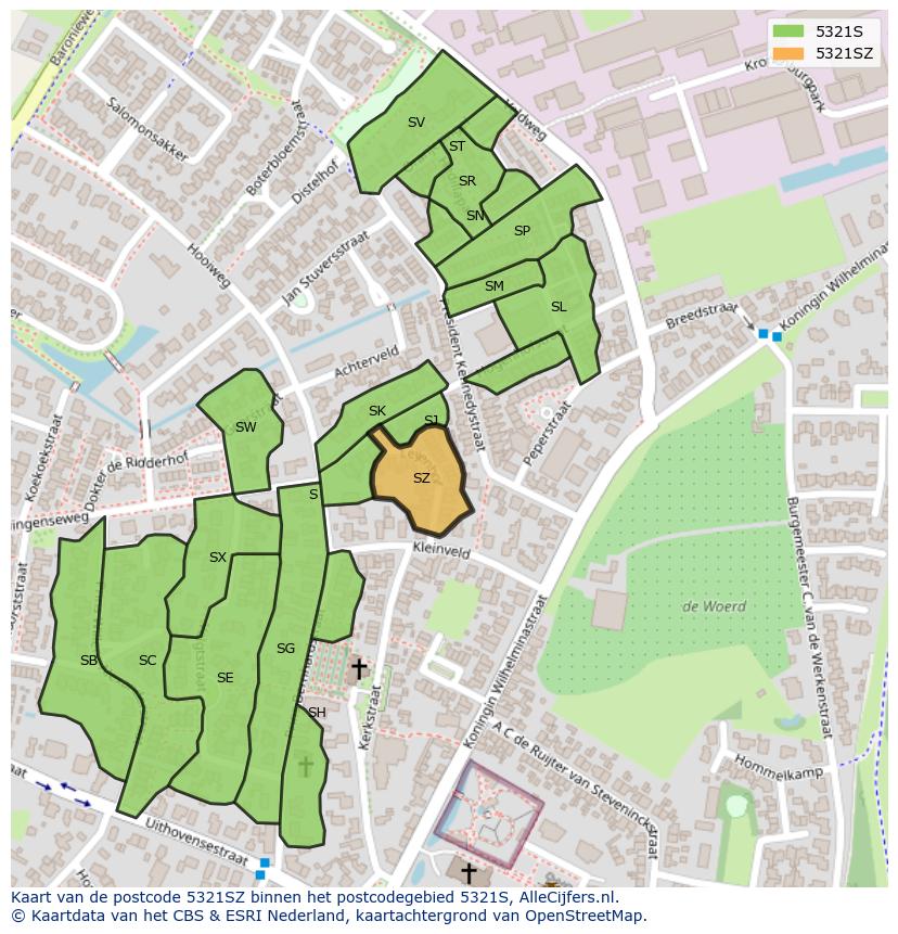 Afbeelding van het postcodegebied 5321 SZ op de kaart.