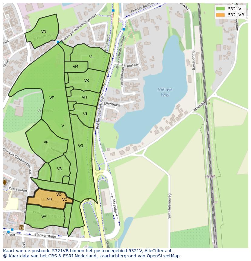 Afbeelding van het postcodegebied 5321 VB op de kaart.