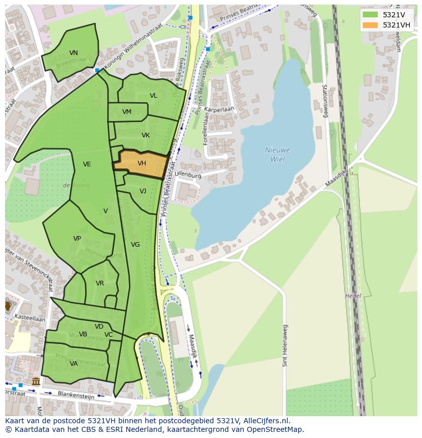 Afbeelding van het postcodegebied 5321 VH op de kaart.