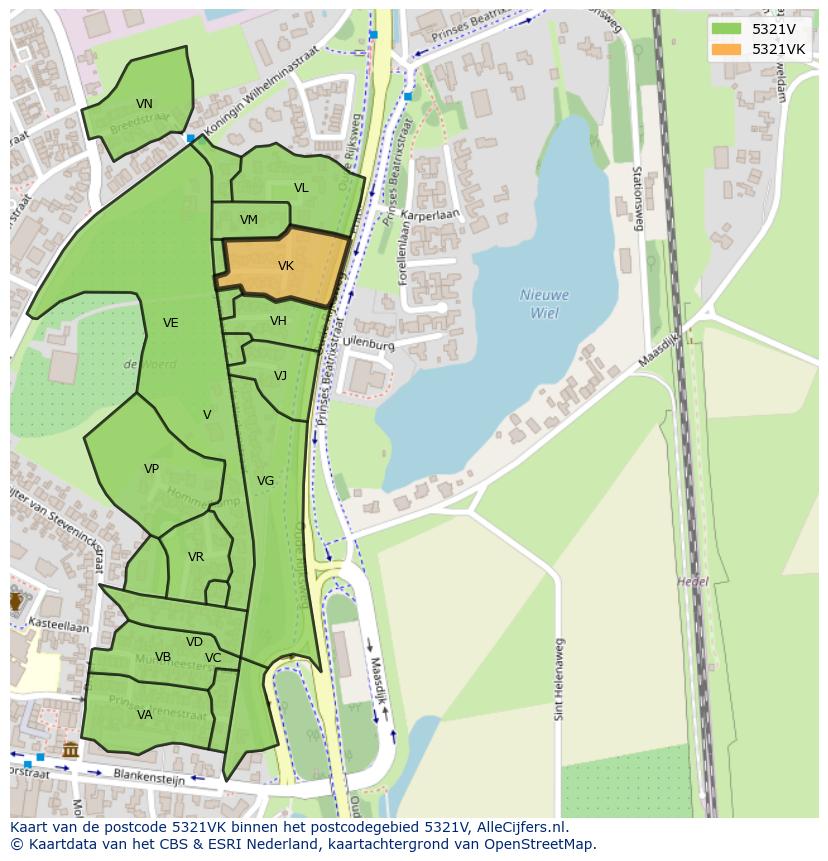 Afbeelding van het postcodegebied 5321 VK op de kaart.