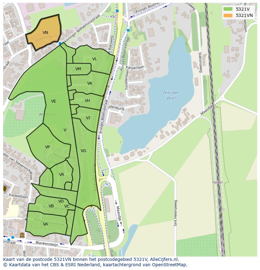 Afbeelding van het postcodegebied 5321 VN op de kaart.