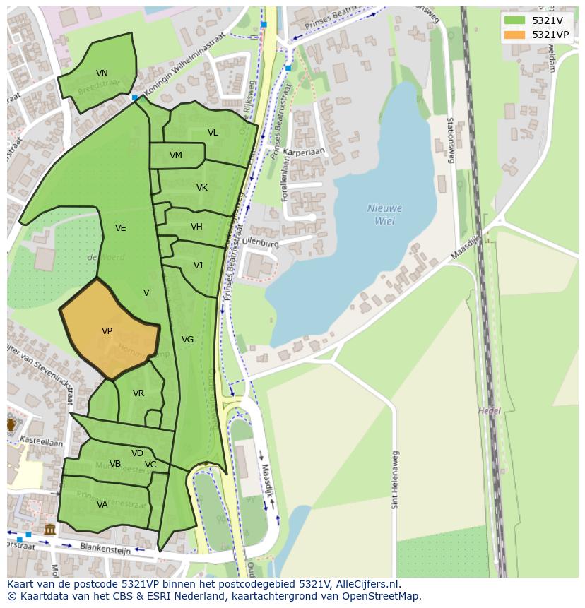 Afbeelding van het postcodegebied 5321 VP op de kaart.