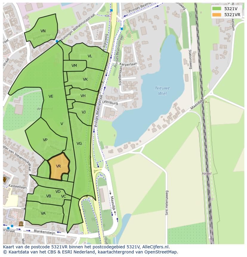 Afbeelding van het postcodegebied 5321 VR op de kaart.