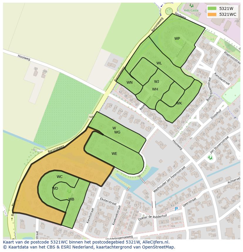 Afbeelding van het postcodegebied 5321 WC op de kaart.