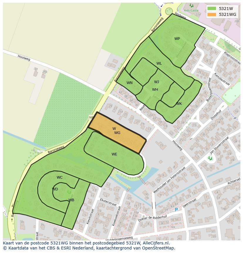 Afbeelding van het postcodegebied 5321 WG op de kaart.