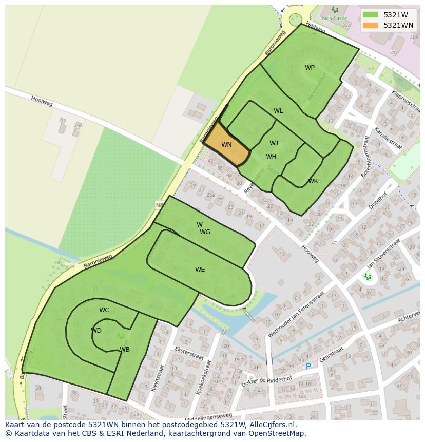 Afbeelding van het postcodegebied 5321 WN op de kaart.