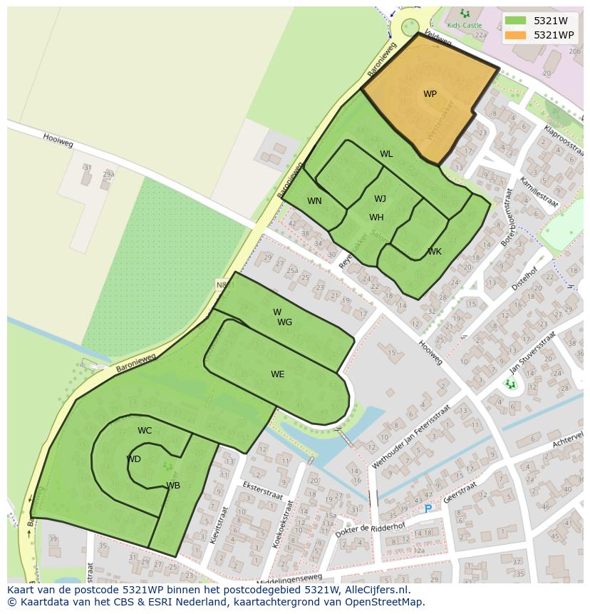 Afbeelding van het postcodegebied 5321 WP op de kaart.