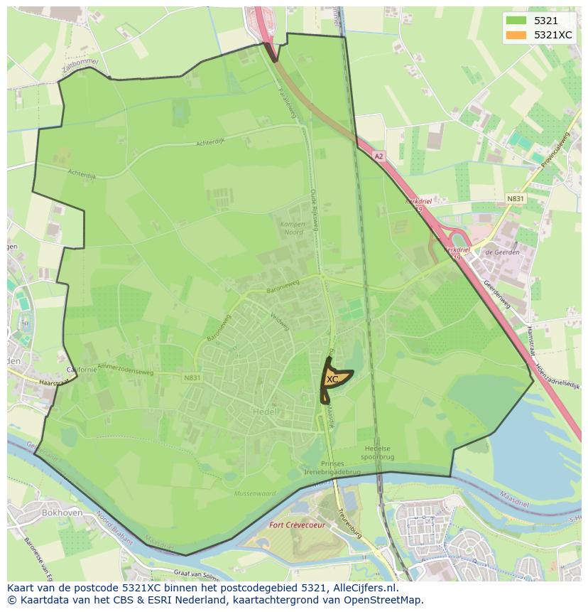 Afbeelding van het postcodegebied 5321 XC op de kaart.