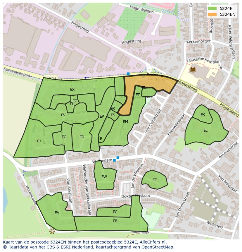 Afbeelding van het postcodegebied 5324 EN op de kaart.