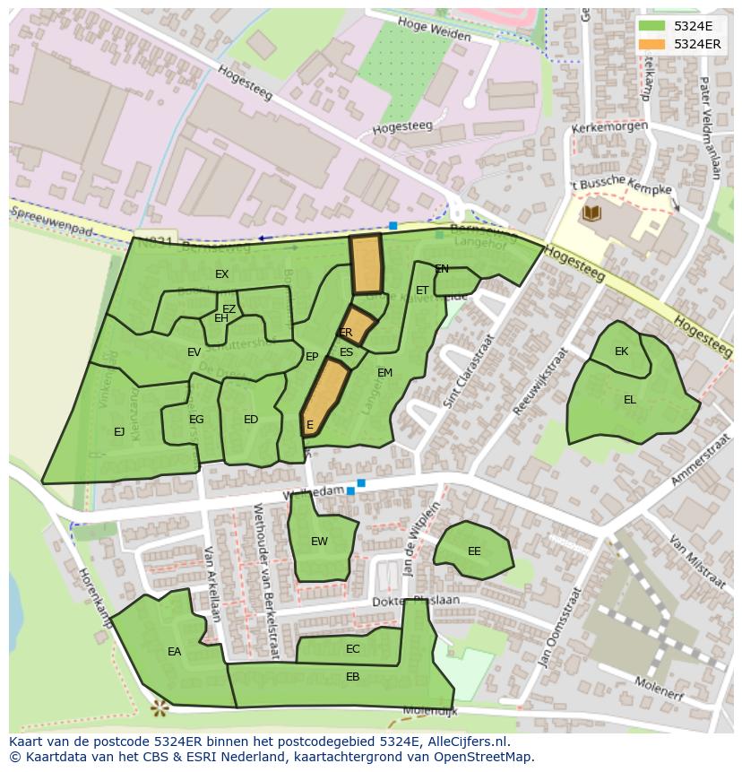 Afbeelding van het postcodegebied 5324 ER op de kaart.