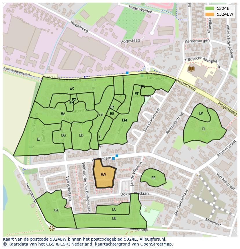 Afbeelding van het postcodegebied 5324 EW op de kaart.
