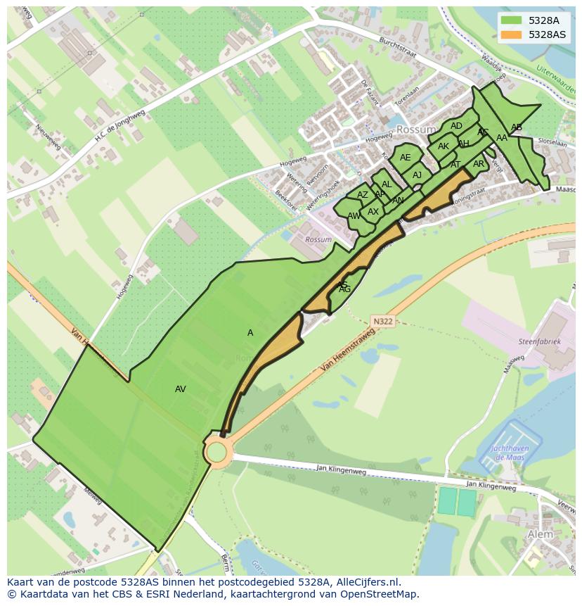 Afbeelding van het postcodegebied 5328 AS op de kaart.