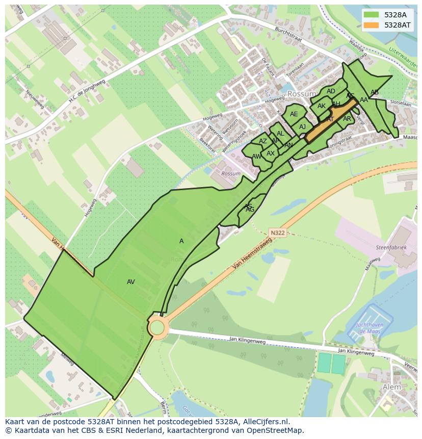 Afbeelding van het postcodegebied 5328 AT op de kaart.