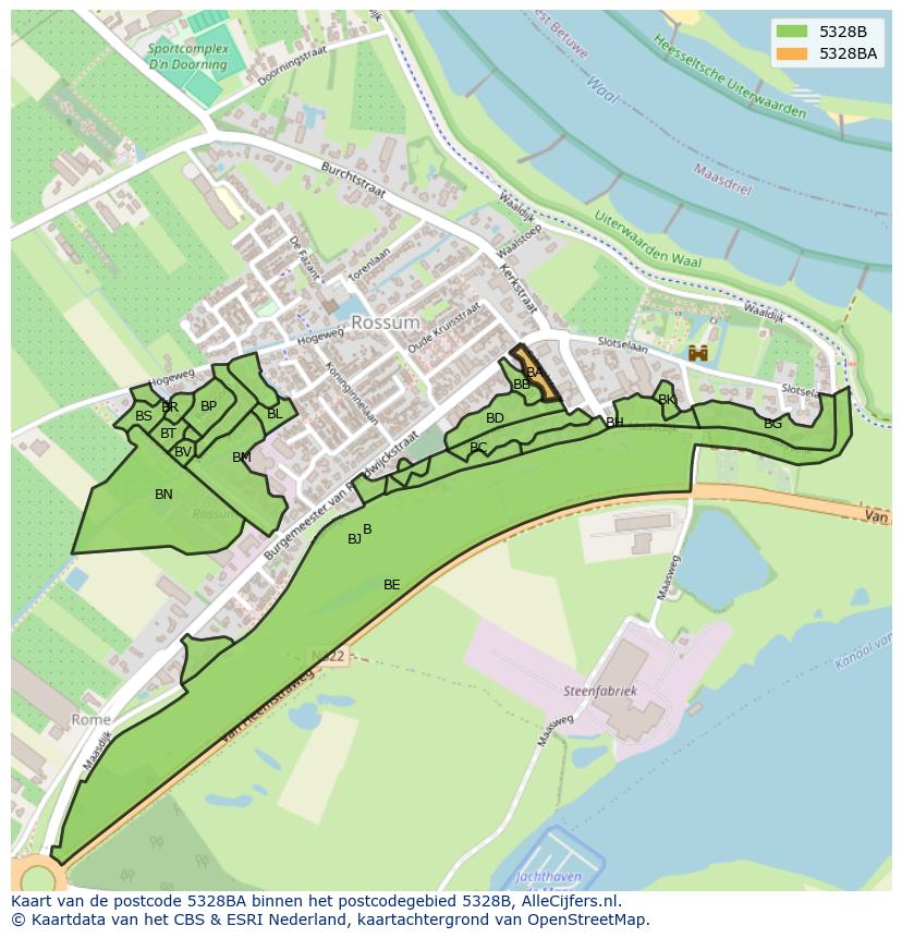 Afbeelding van het postcodegebied 5328 BA op de kaart.