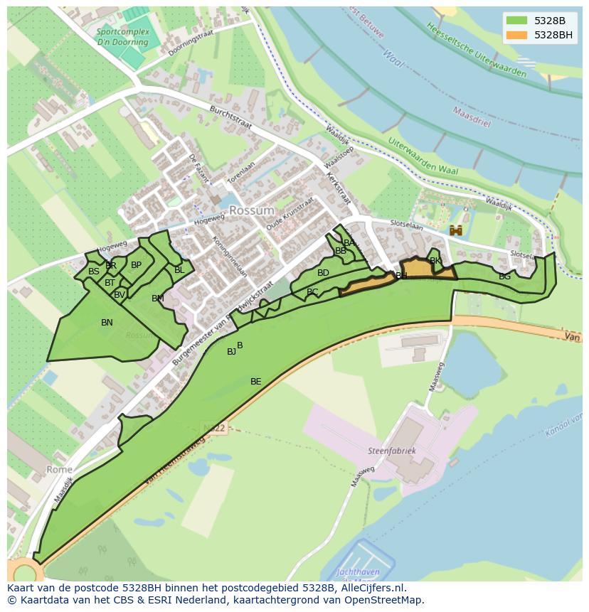 Afbeelding van het postcodegebied 5328 BH op de kaart.