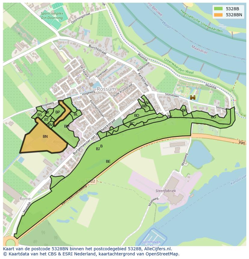 Afbeelding van het postcodegebied 5328 BN op de kaart.