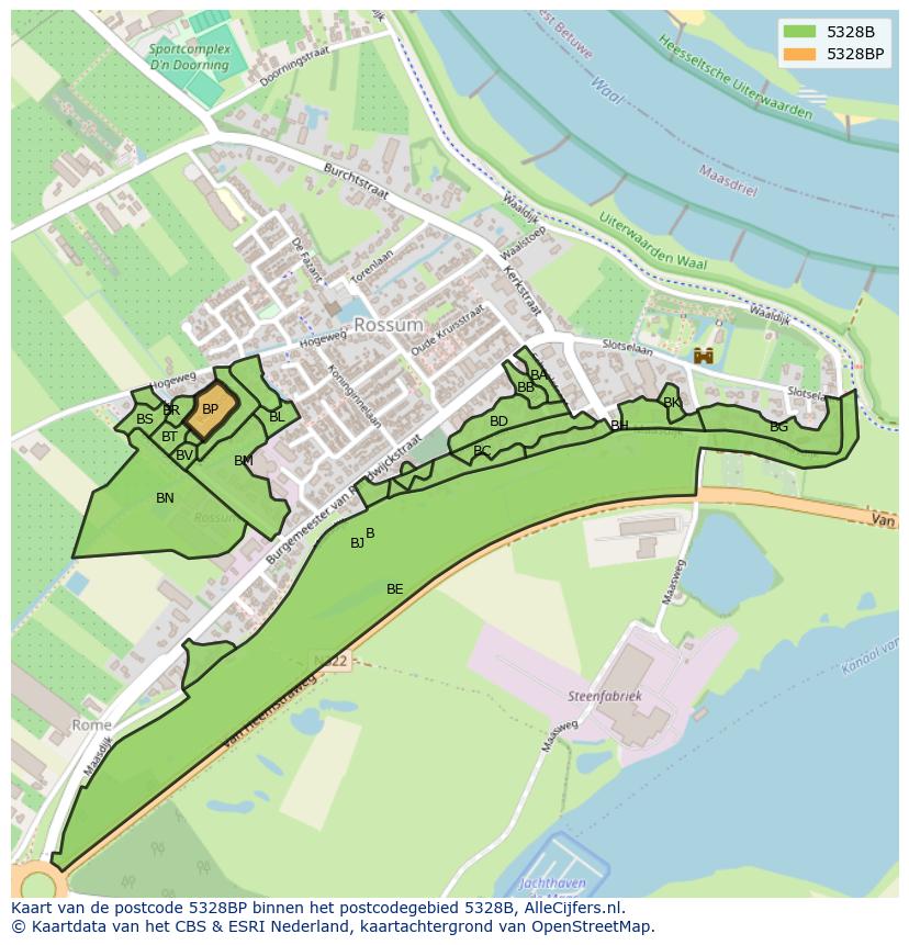 Afbeelding van het postcodegebied 5328 BP op de kaart.