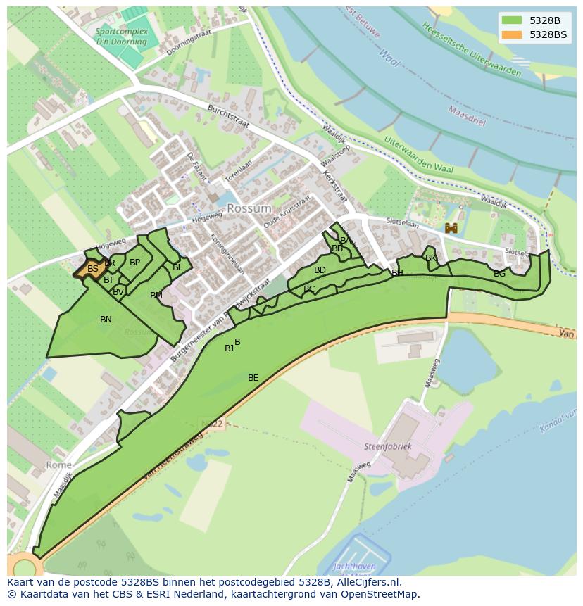 Afbeelding van het postcodegebied 5328 BS op de kaart.