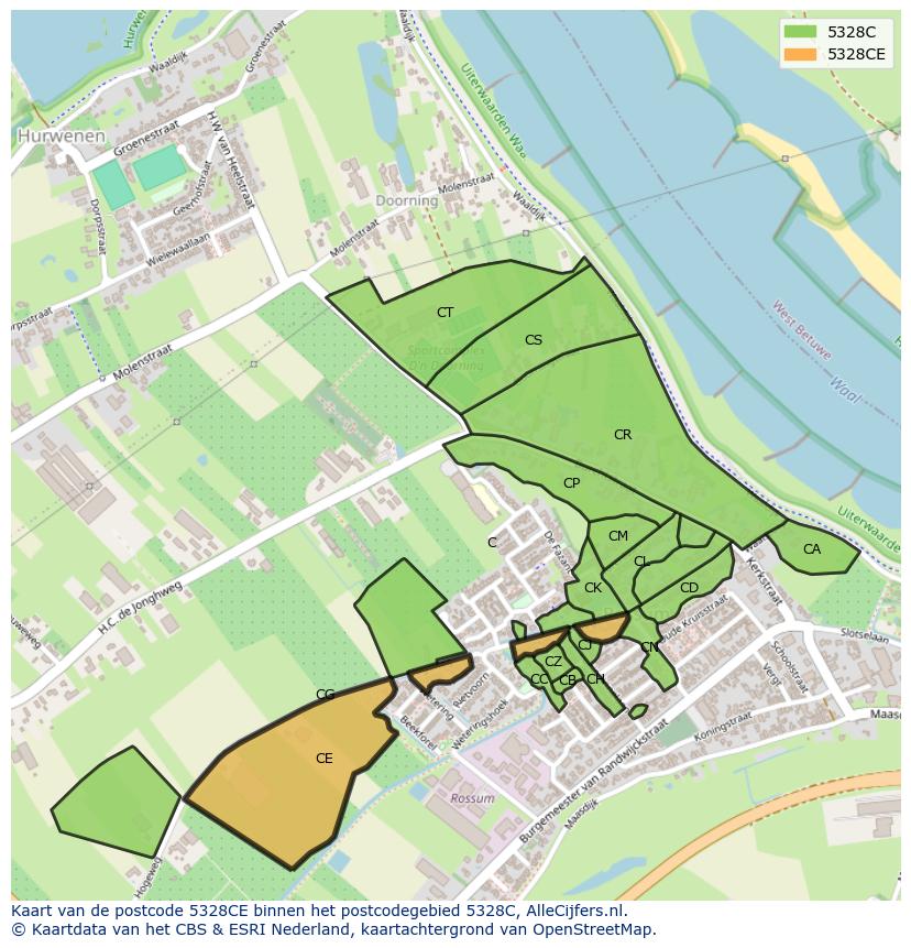 Afbeelding van het postcodegebied 5328 CE op de kaart.