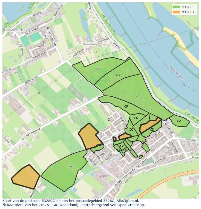Afbeelding van het postcodegebied 5328 CG op de kaart.