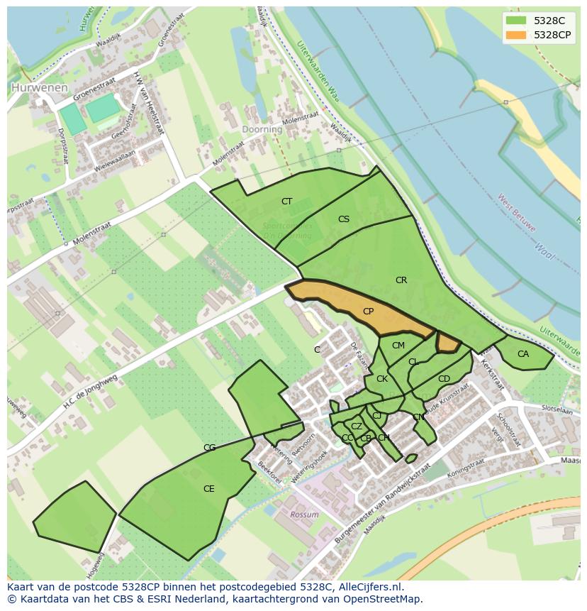 Afbeelding van het postcodegebied 5328 CP op de kaart.
