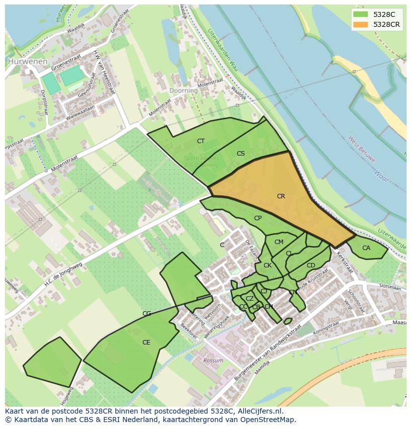 Afbeelding van het postcodegebied 5328 CR op de kaart.