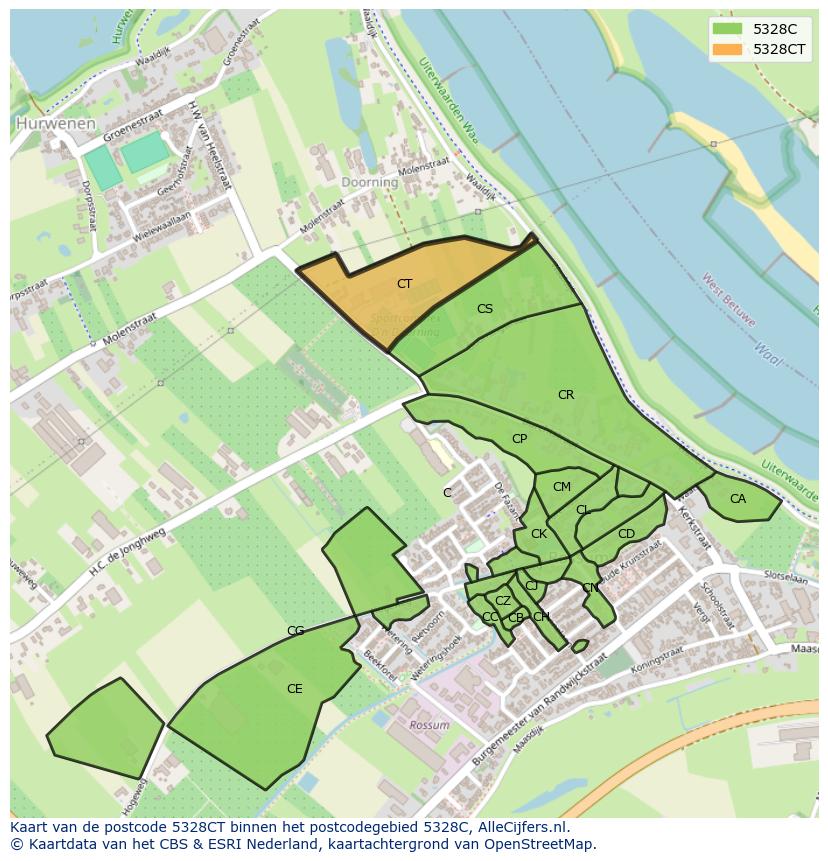Afbeelding van het postcodegebied 5328 CT op de kaart.