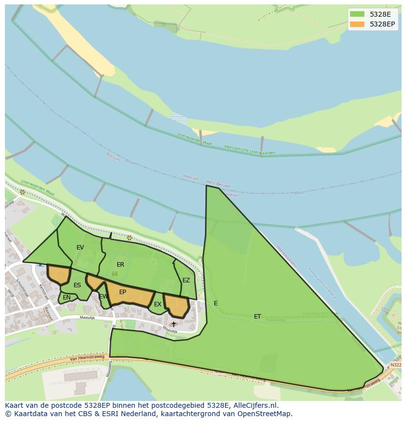Afbeelding van het postcodegebied 5328 EP op de kaart.