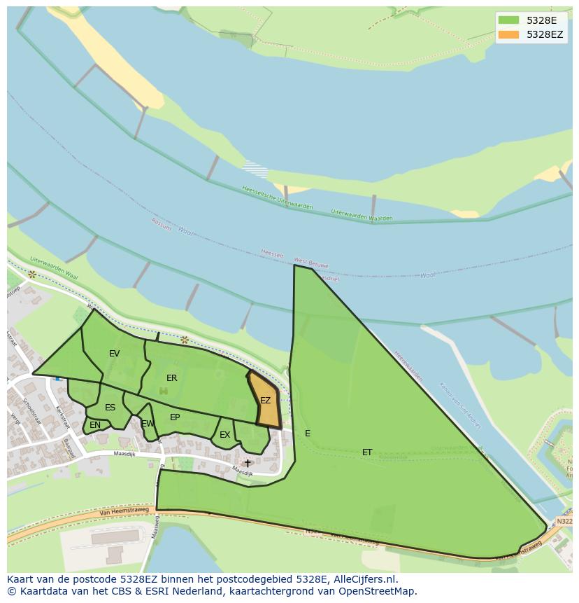 Afbeelding van het postcodegebied 5328 EZ op de kaart.