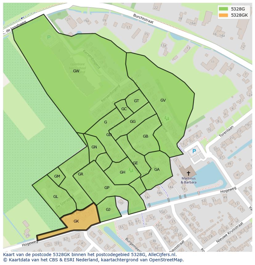 Afbeelding van het postcodegebied 5328 GK op de kaart.