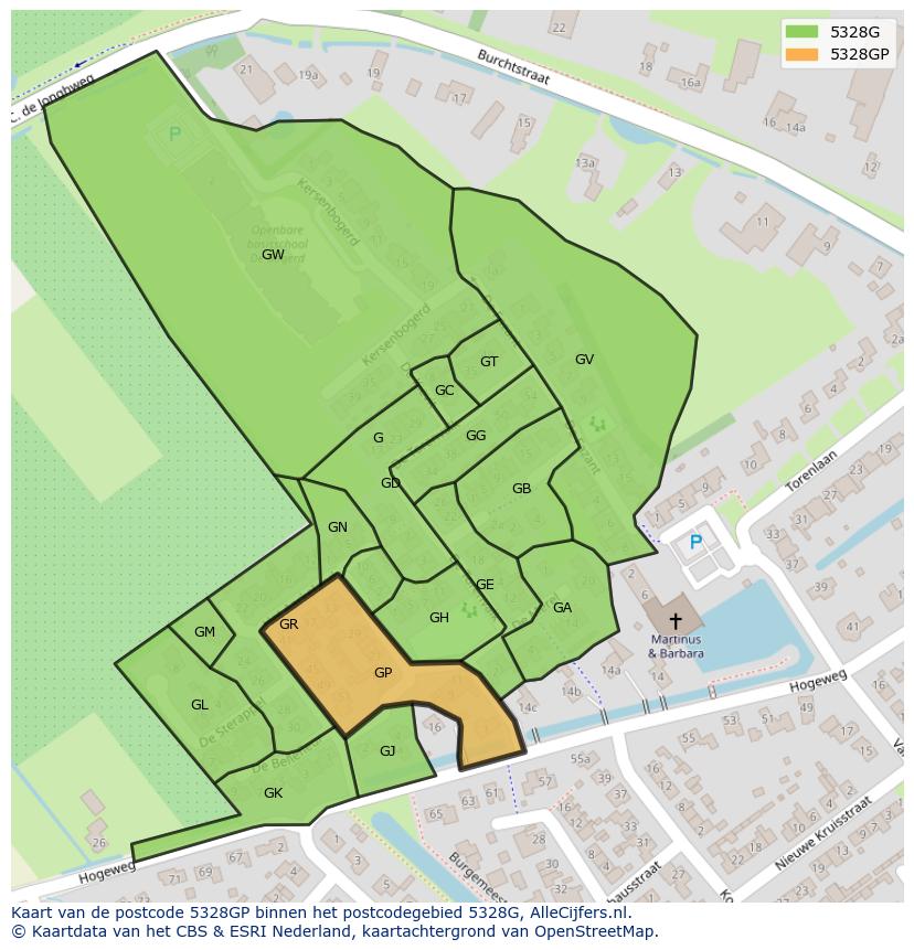 Afbeelding van het postcodegebied 5328 GP op de kaart.