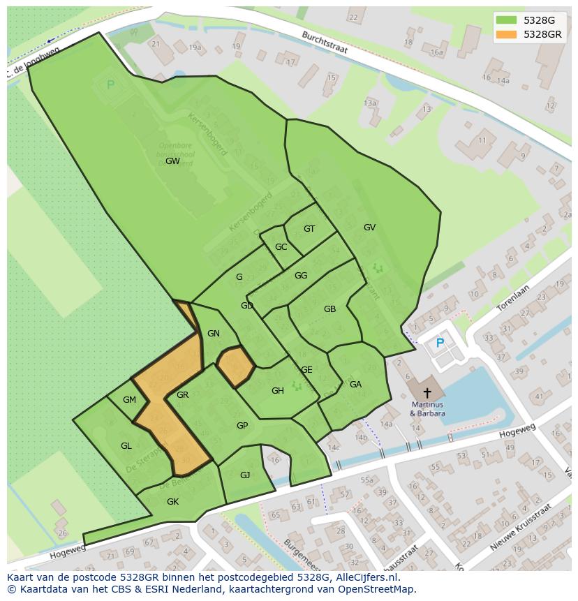 Afbeelding van het postcodegebied 5328 GR op de kaart.