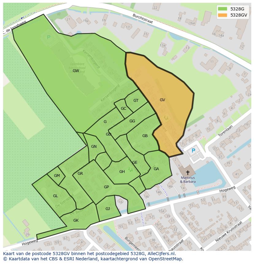 Afbeelding van het postcodegebied 5328 GV op de kaart.