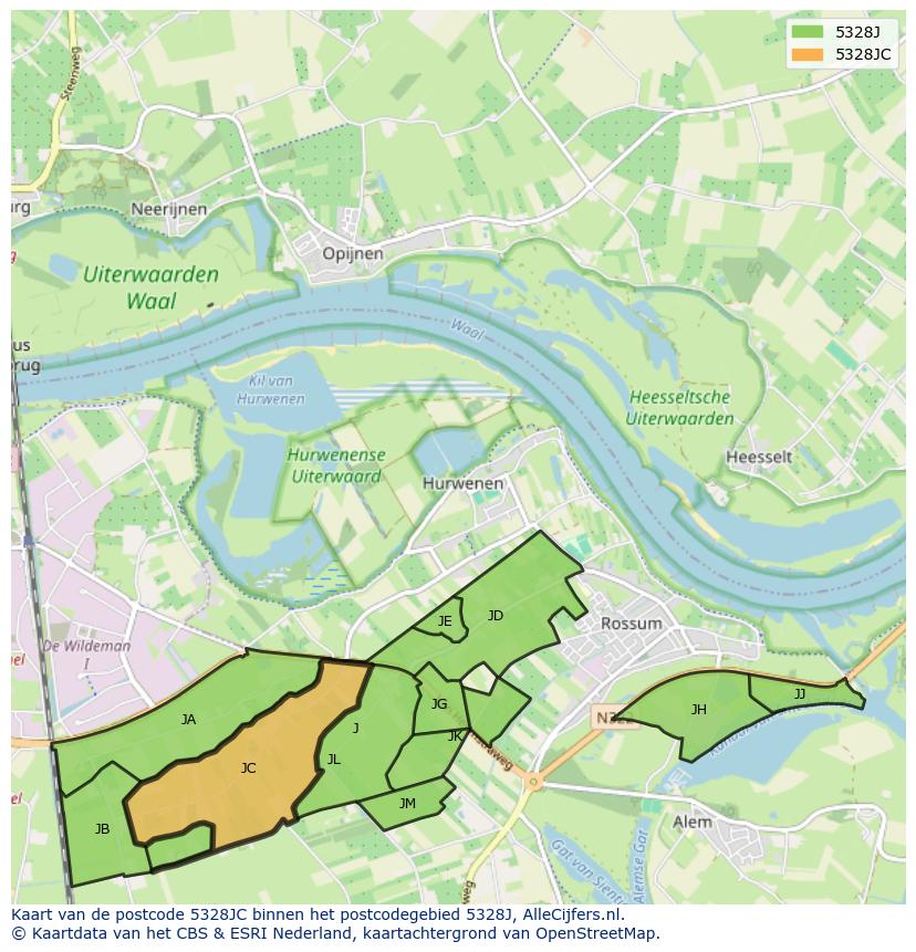 Afbeelding van het postcodegebied 5328 JC op de kaart.
