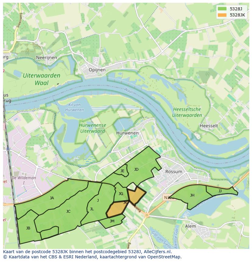 Afbeelding van het postcodegebied 5328 JK op de kaart.