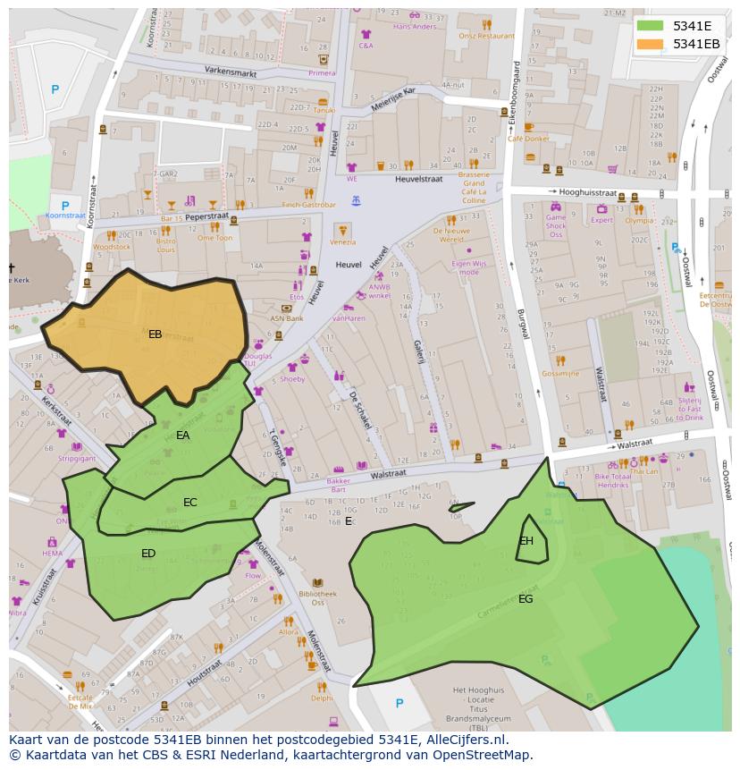 Afbeelding van het postcodegebied 5341 EB op de kaart.